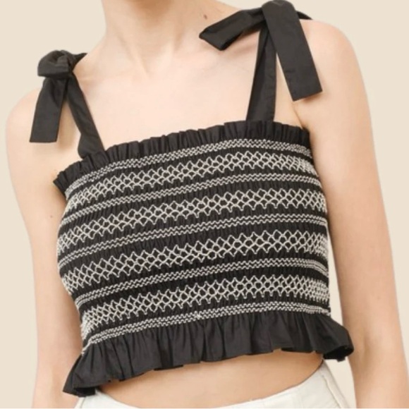 Guess black and white ruched crop top - Picture 1 of 2